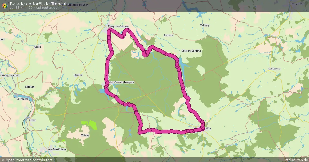 Balade en forêt de Tronçais (20) – Fernradroute auf Rad-Routen.de