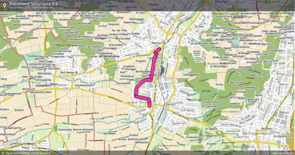 Baselland Veloroute 23 (23) (Rundweg) in Oberwil – Fernradroute, ca. 2 km auf Rad-Routen.de