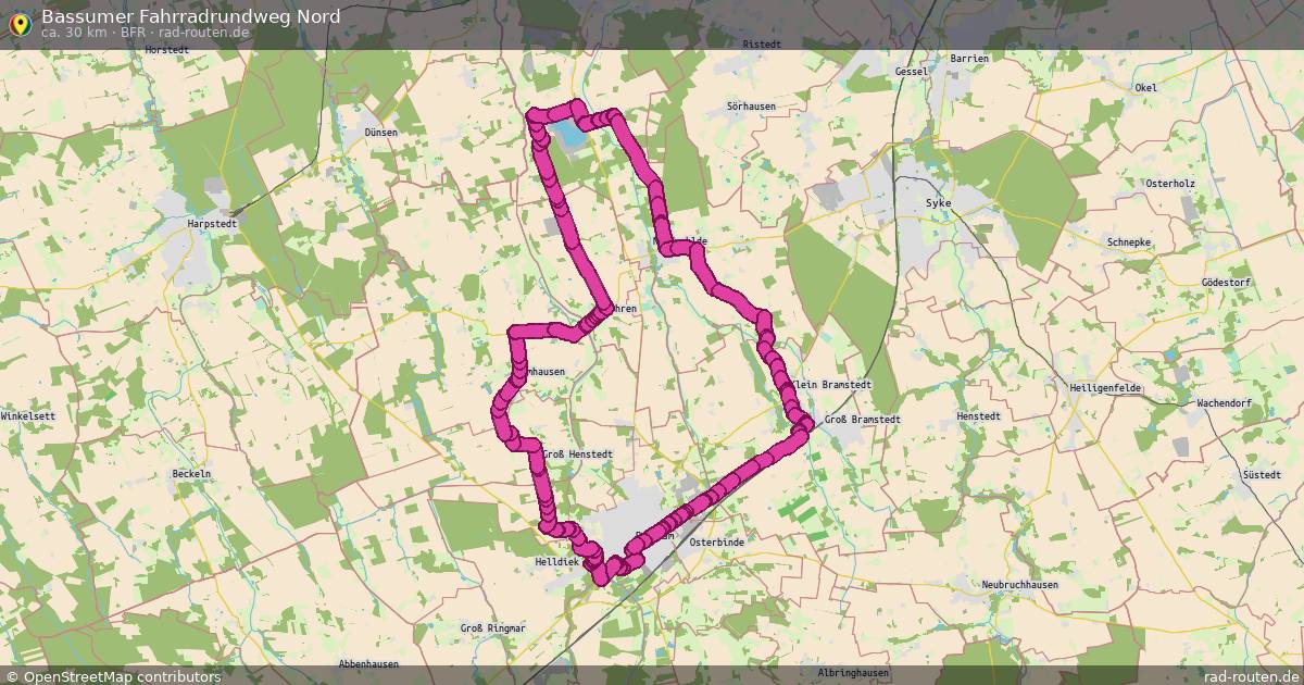 Bassumer Fahrradrundweg Nord (BFR) – Fernradroute auf Rad-Routen.de