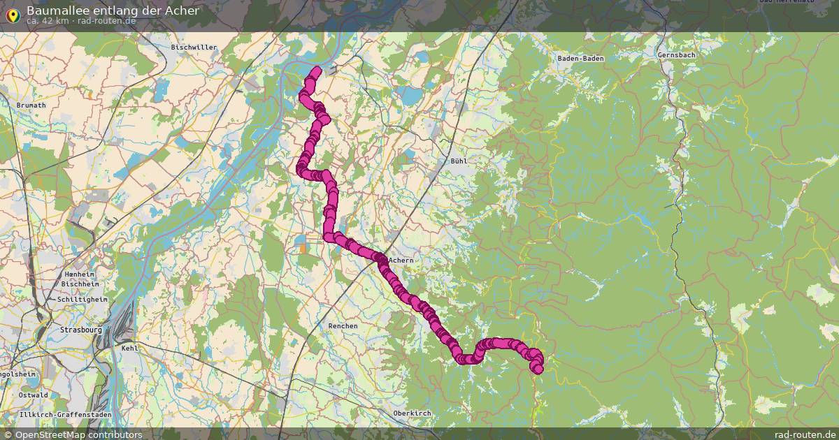 Baumallee entlang der Acher – Fernradroute auf Rad-Routen.de