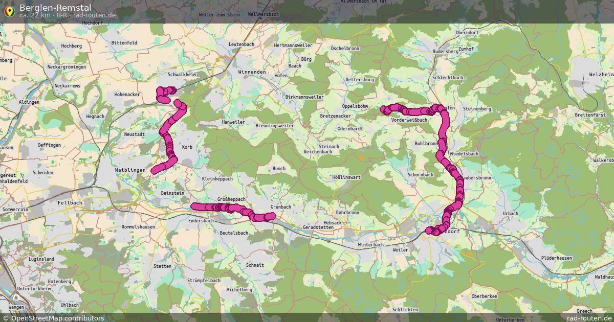 Berglen-Remstal (B-R) – Fernradroute auf Rad-Routen.de