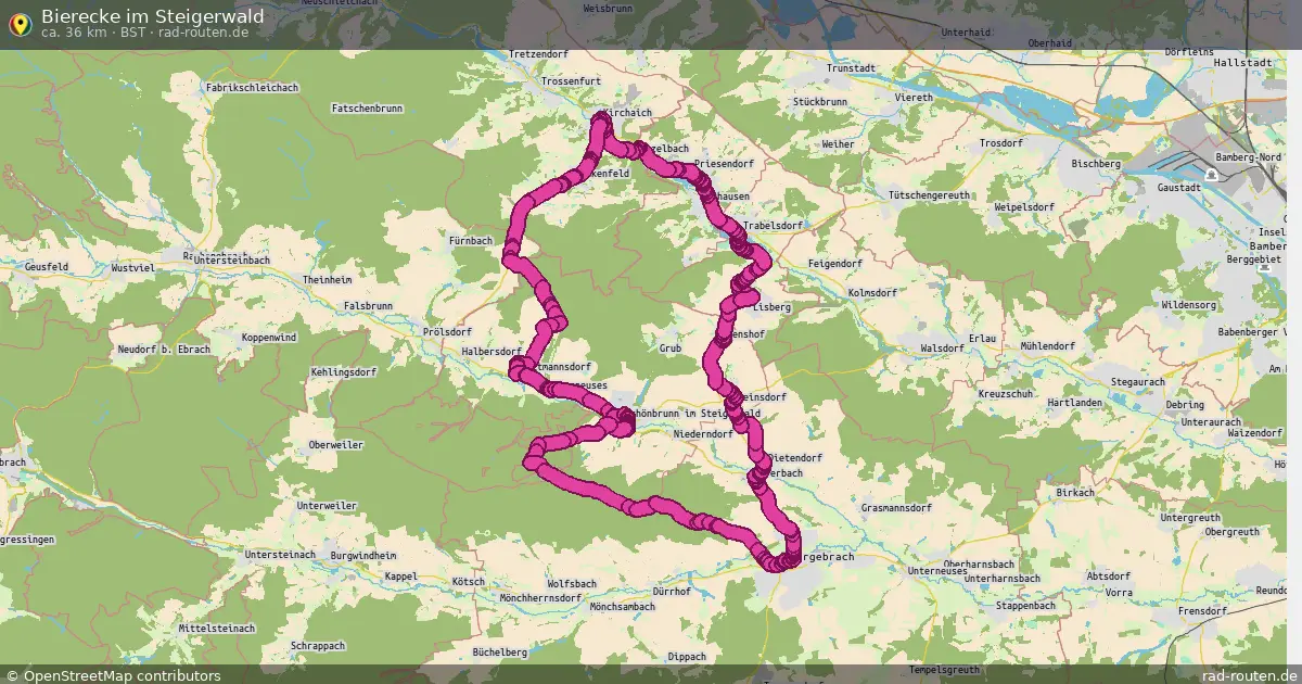 Bierecke im Steigerwald (BSt) – Fernradroute auf Rad-Routen.de