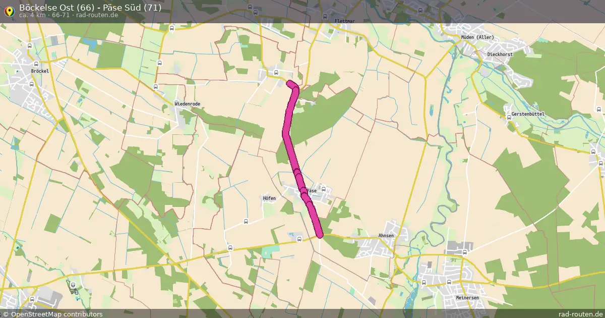 Böckelse Ost (66) - Päse Süd (71) (66-71) – Fernradroute auf Rad-Routen.de