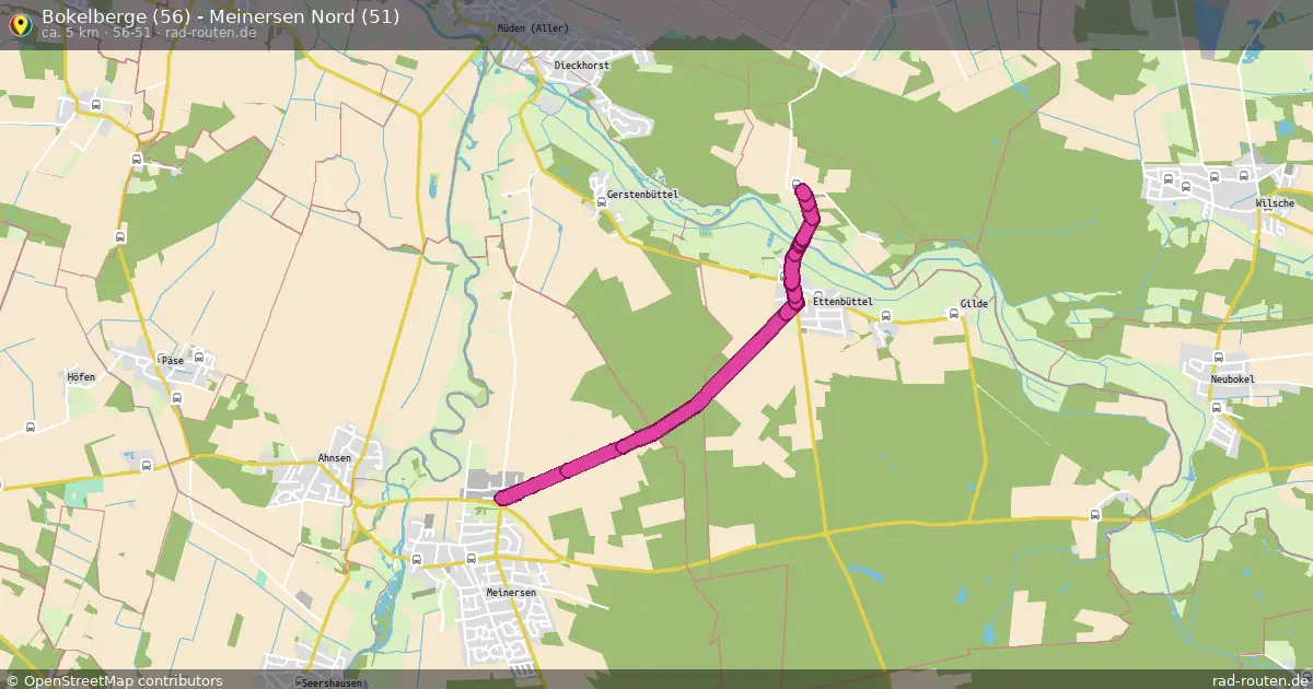 Bokelberge (56) - Meinersen Nord (51) (56-51) – Fernradroute auf Rad-Routen.de