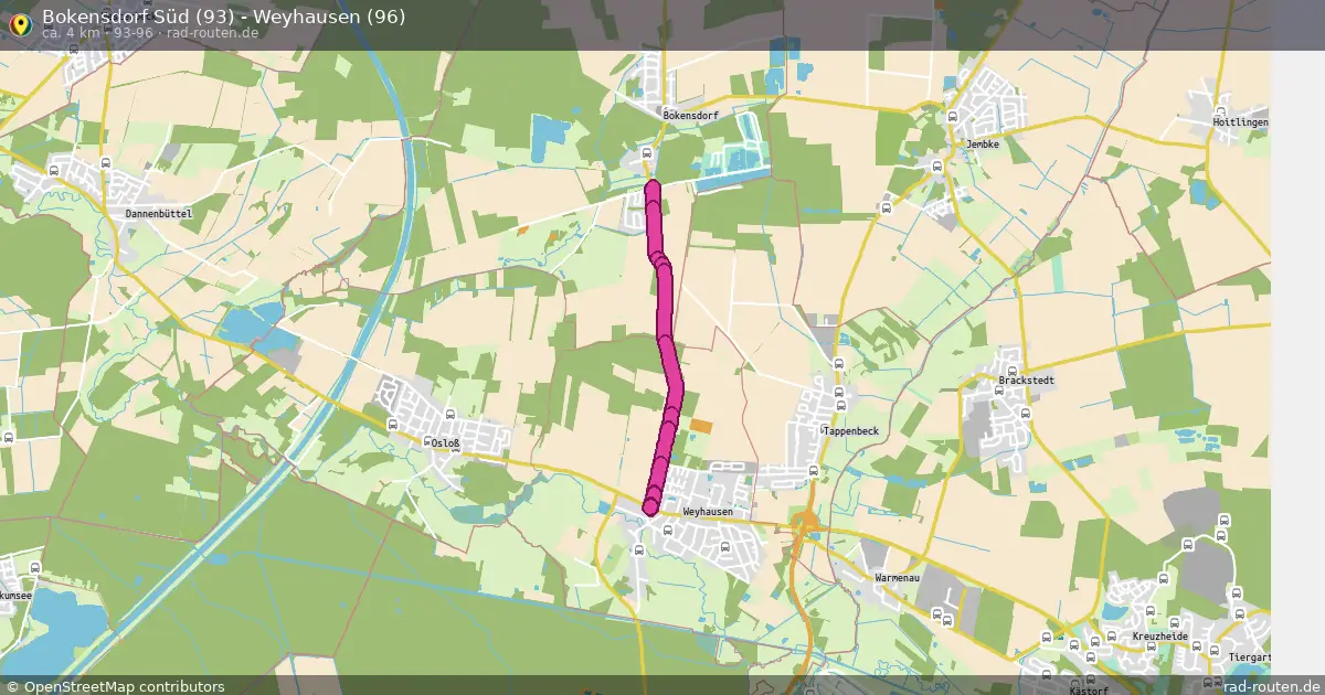 Bokensdorf Süd (93) - Weyhausen (96) (93-96) – Fernradroute auf Rad-Routen.de