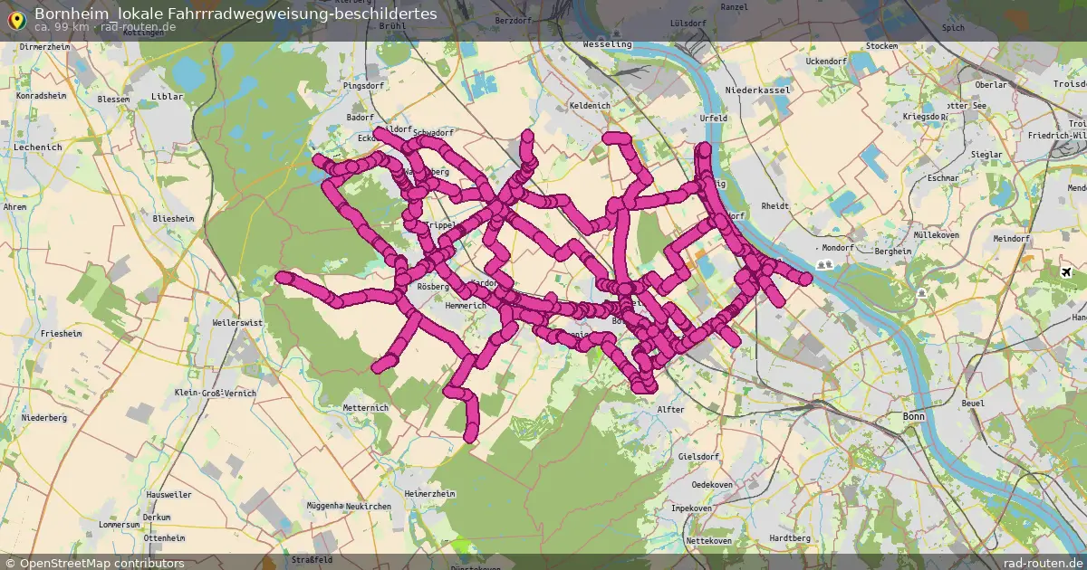 Bornheim_lokale Fahrrradwegweisung-beschildertes – Fernradroute auf Rad-Routen.de