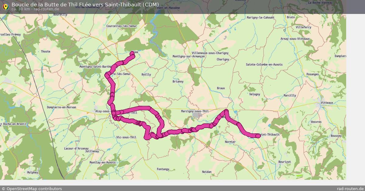 Boucle de la Butte de Thil FLée vers Saint-Thibault (CDM) – Fernradroute auf Rad-Routen.de