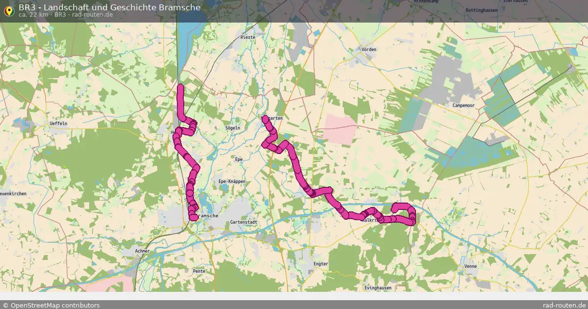BR3 - Landschaft und Geschichte Bramsche (BR3) – Fernradroute auf Rad-Routen.de