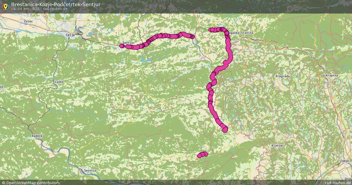 Brestanica-Kozje-Podčetrtek-Šentjur (R28) – Fernradroute auf Rad-Routen.de