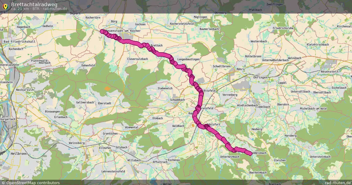 Brettachtalradweg (BTR) – Fernradroute auf Rad-Routen.de