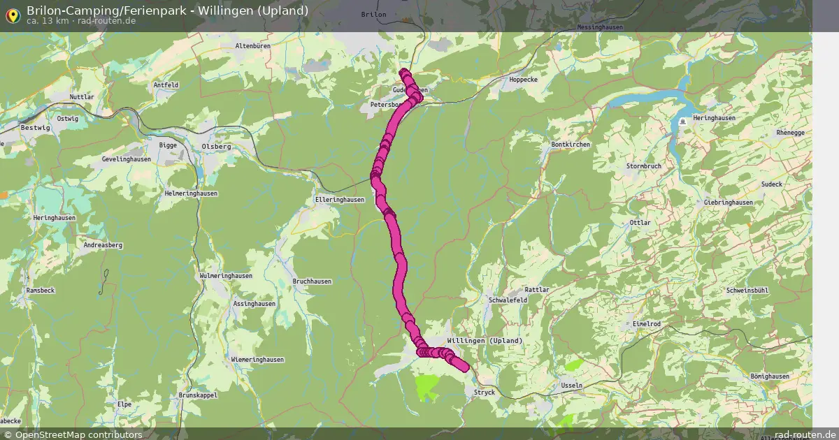 Brilon-Camping/Ferienpark - Willingen (Upland) – Fernradroute auf Rad-Routen.de