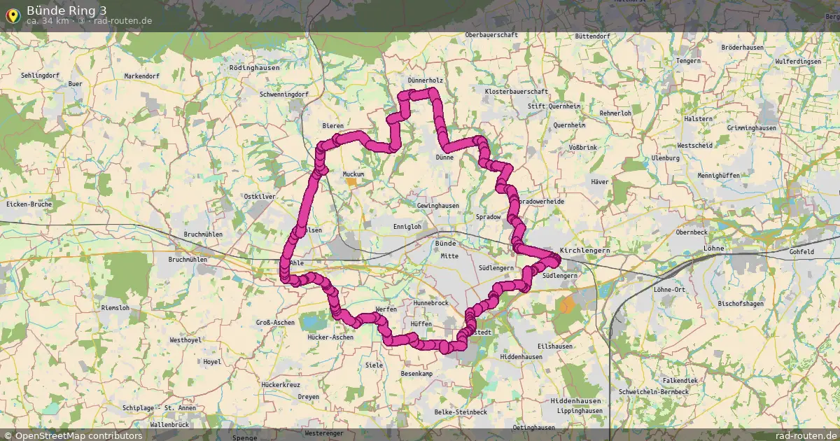 Bünde Ring 3 (③) – Fernradroute auf Rad-Routen.de