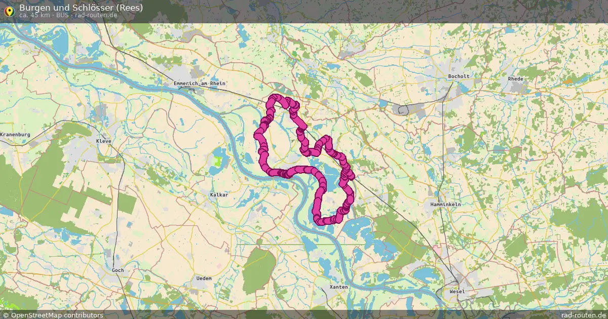 Burgen und Schlösser (Rees) (BuS) – Fernradroute auf Rad-Routen.de