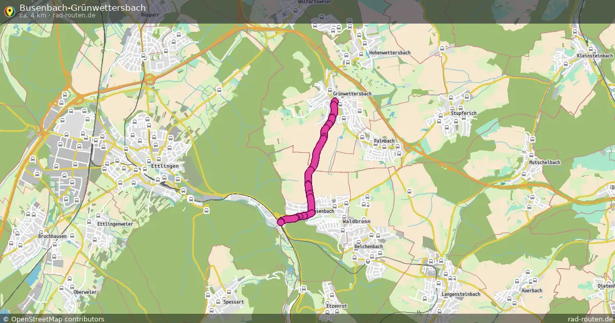 Busenbach-Grünwettersbach – Fernradroute auf Rad-Routen.de