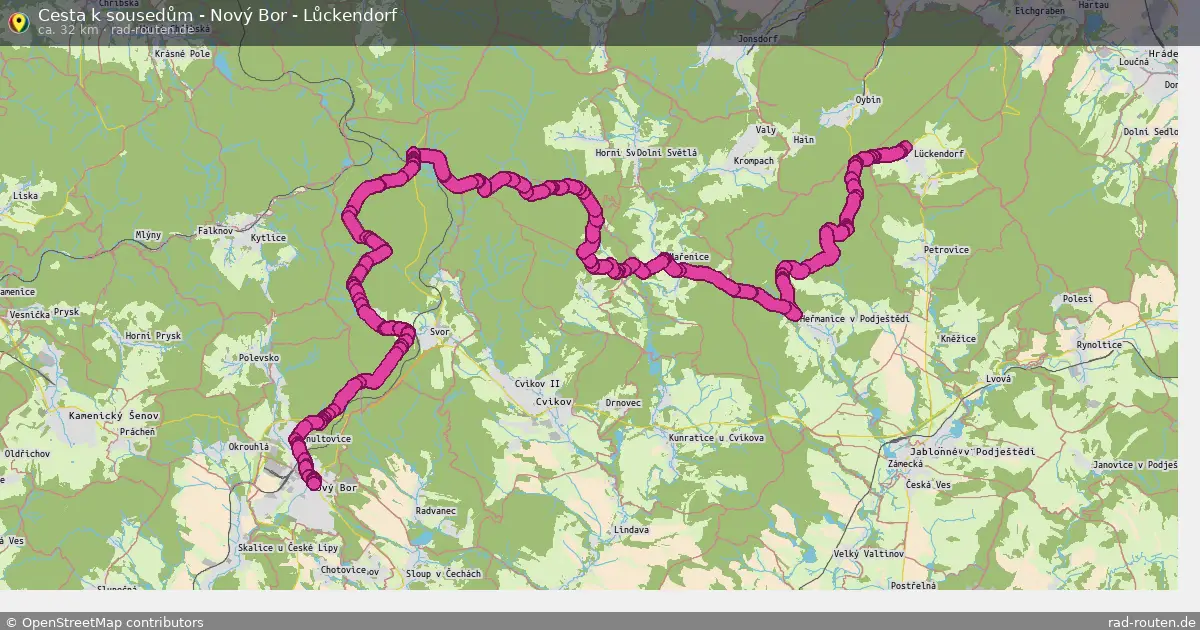 Cesta k sousedům - Nový Bor - Lůckendorf – Fernradroute auf Rad-Routen.de
