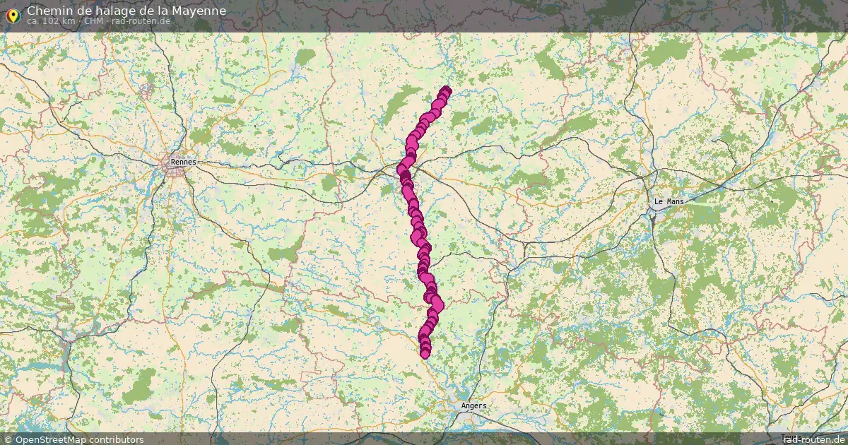 Chemin de halage de la Mayenne (CHM) – Fernradroute auf Rad-Routen.de