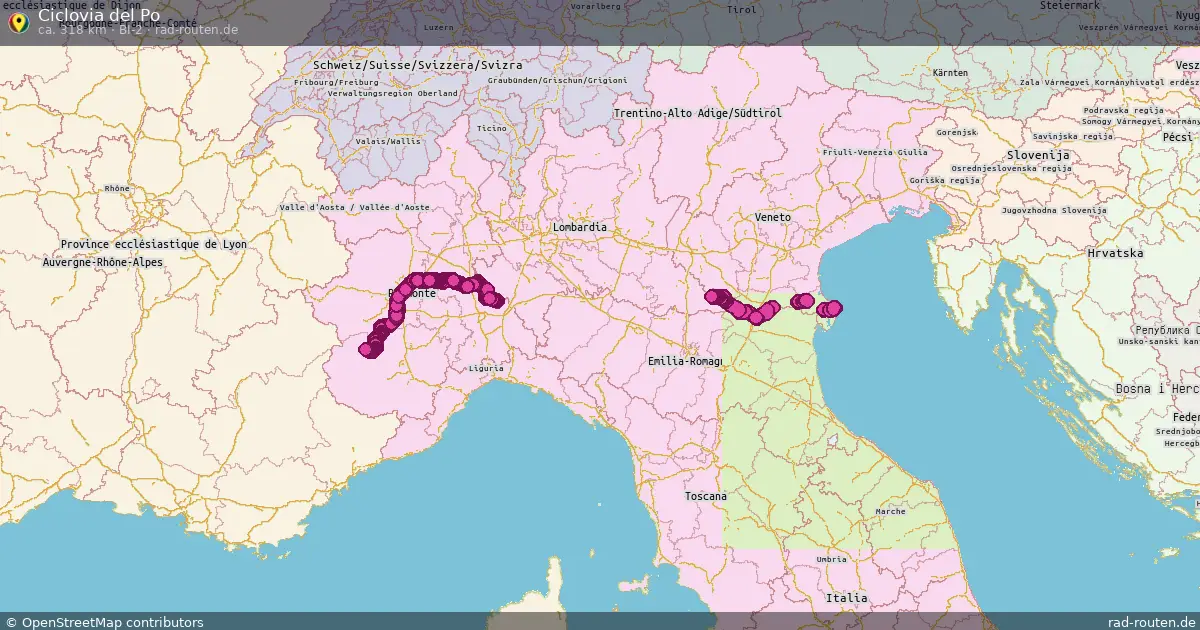 Ciclovia del Po (BI-2) – Fernradroute auf Rad-Routen.de