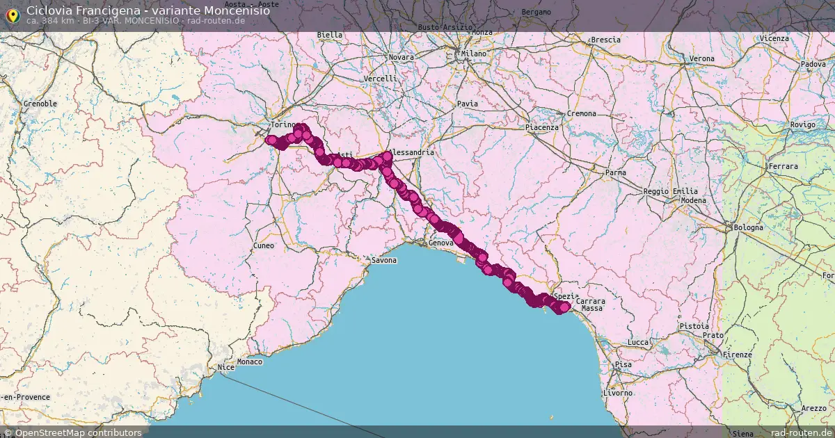 Ciclovia Francigena - variante Moncenisio (BI-3 var. Moncenisio) – Fernradroute auf Rad-Routen.de