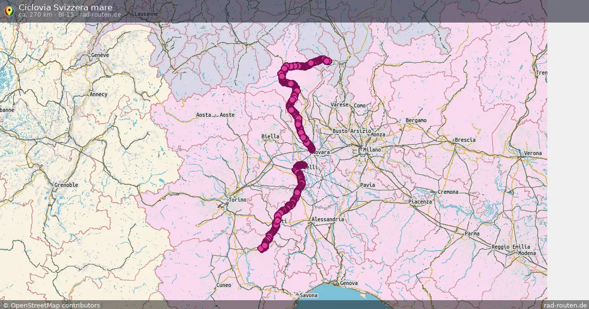 Ciclovia Svizzera mare (BI-15) – Fernradroute auf Rad-Routen.de