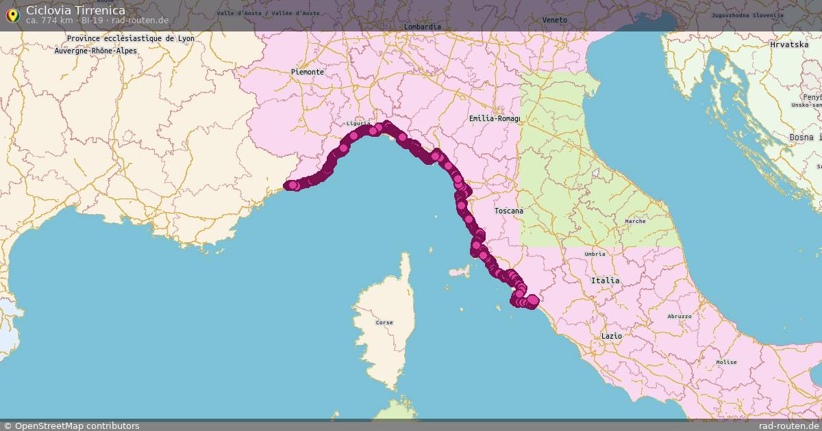 Ciclovia Tirrenica (BI-19) – Fernradroute auf Rad-Routen.de