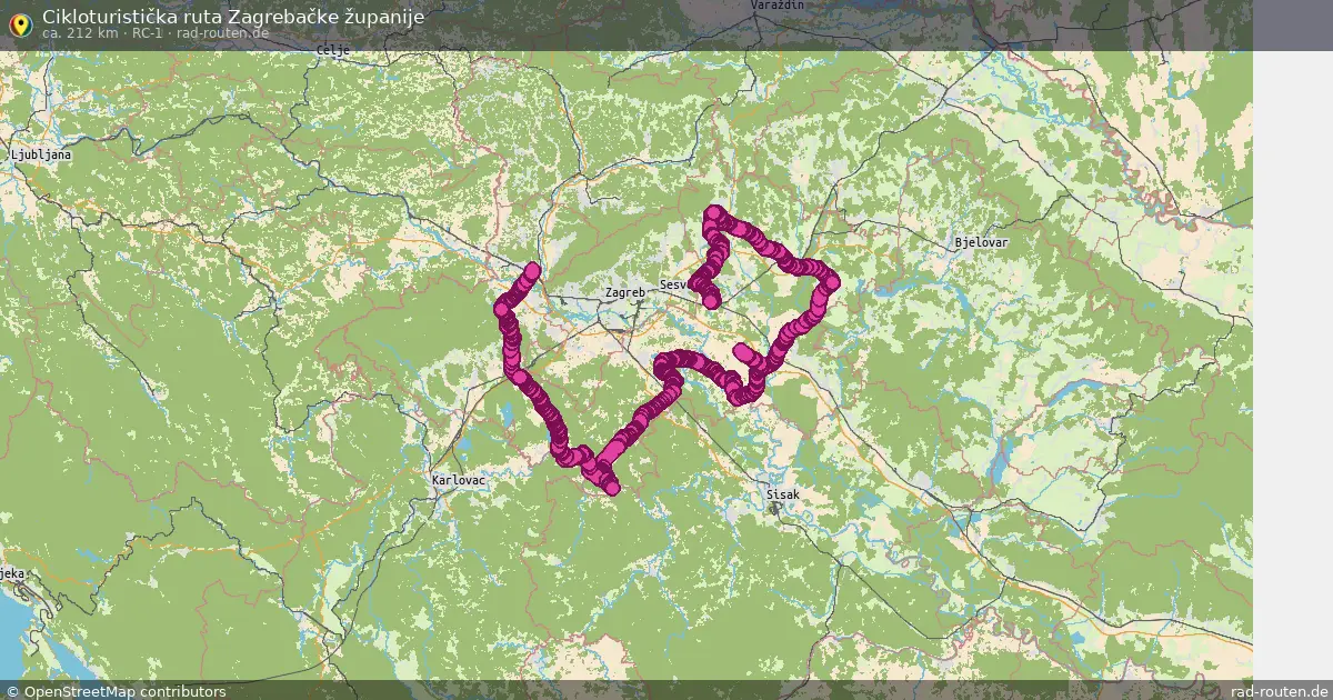 Cikloturistička ruta Zagrebačke županije (RC-1) – Fernradroute auf Rad-Routen.de