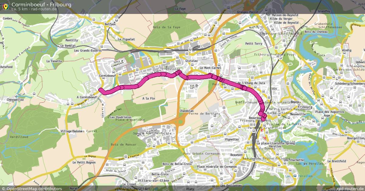 Corminboeuf - Fribourg – Fernradroute auf Rad-Routen.de