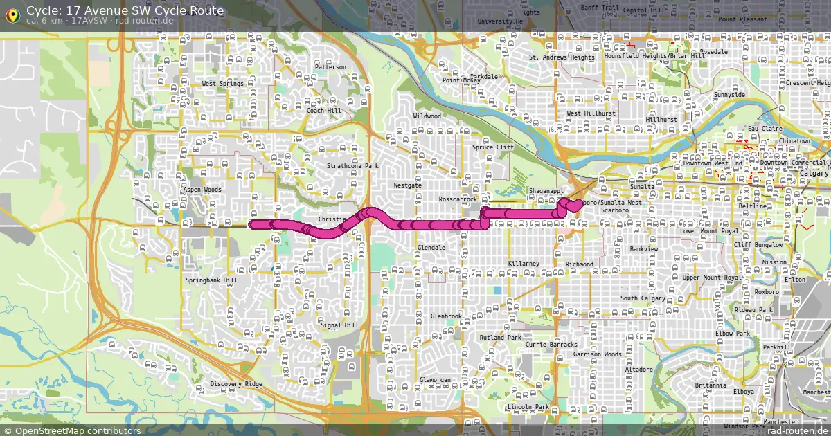 Cycle: 17 Avenue SW Cycle Route (17AvSW) – Fernradroute auf Rad-Routen.de