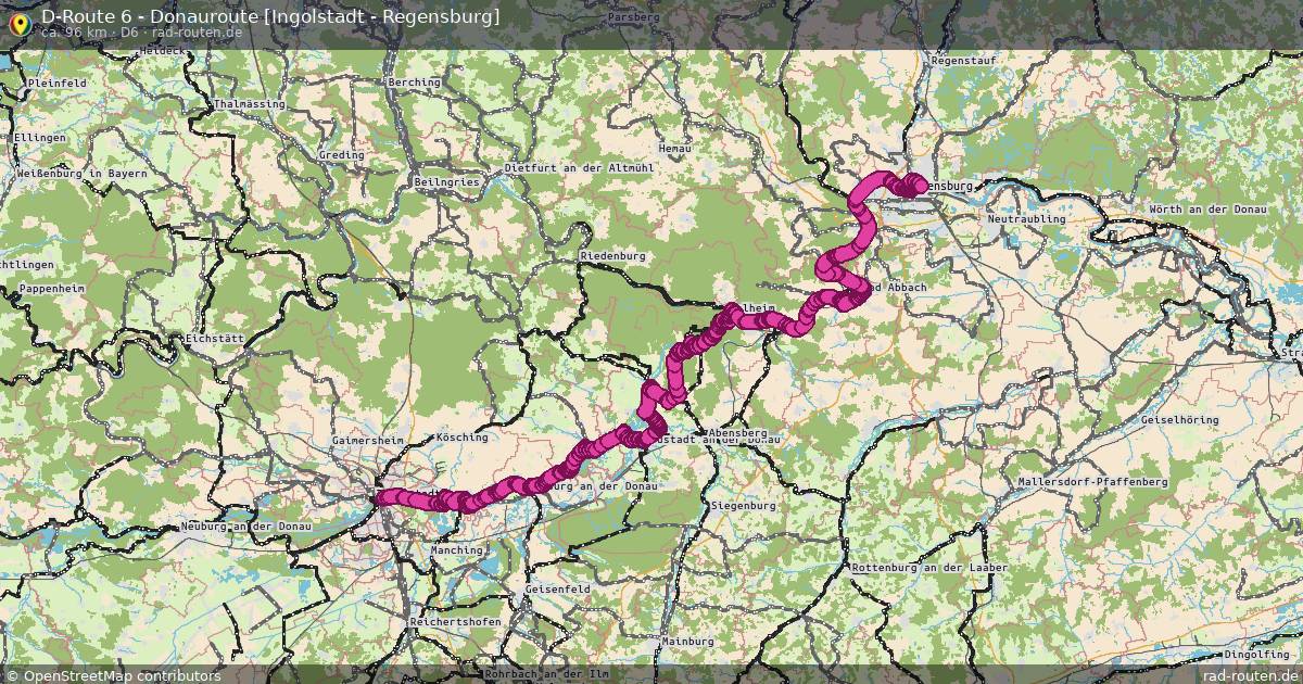 D-Route 6 - Donauroute [Ingolstadt - Regensburg] (D6) – Fernradroute auf Rad-Routen.de