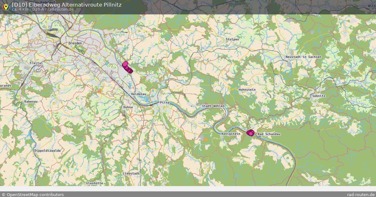 [D10] Elberadweg Alternativroute Pillnitz (D10-A) – Fernradroute auf Rad-Routen.de