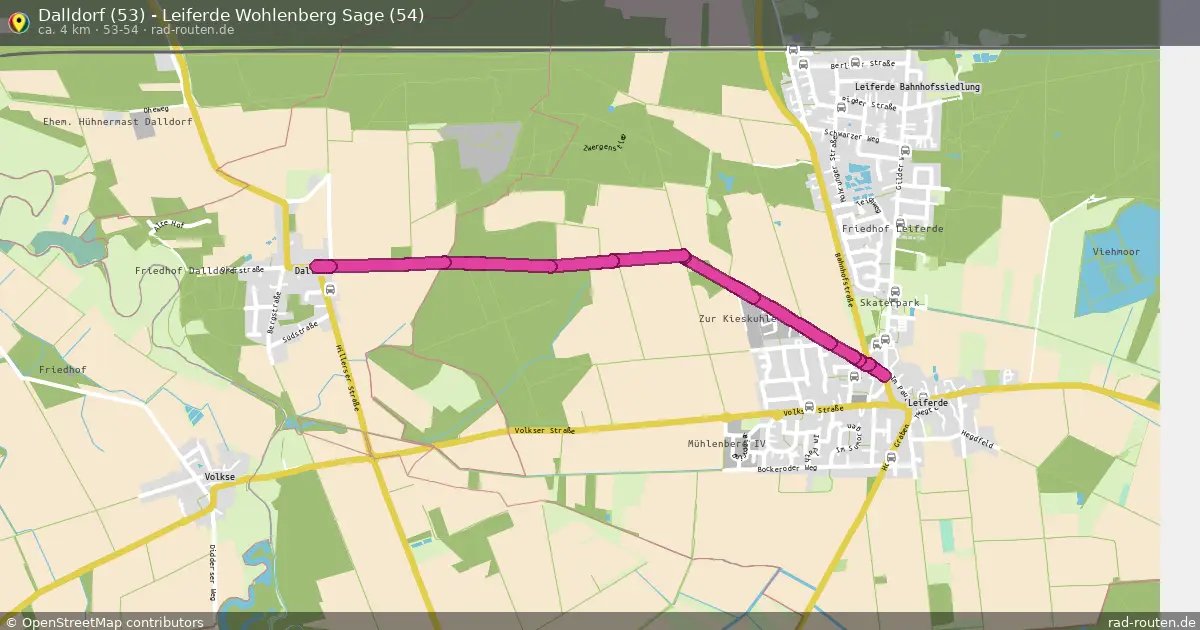 Dalldorf (53) - Leiferde Wohlenberg Sage (54) (53-54) – Fernradroute auf Rad-Routen.de