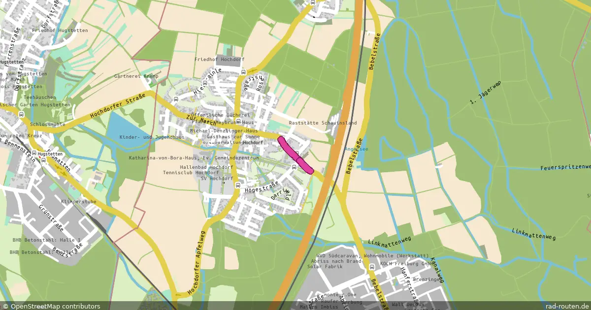 DE:BW:FR – von Hochdorf Mooswaldstraße nach Hochdorf Höge – Fernradroute auf Rad-Routen.de