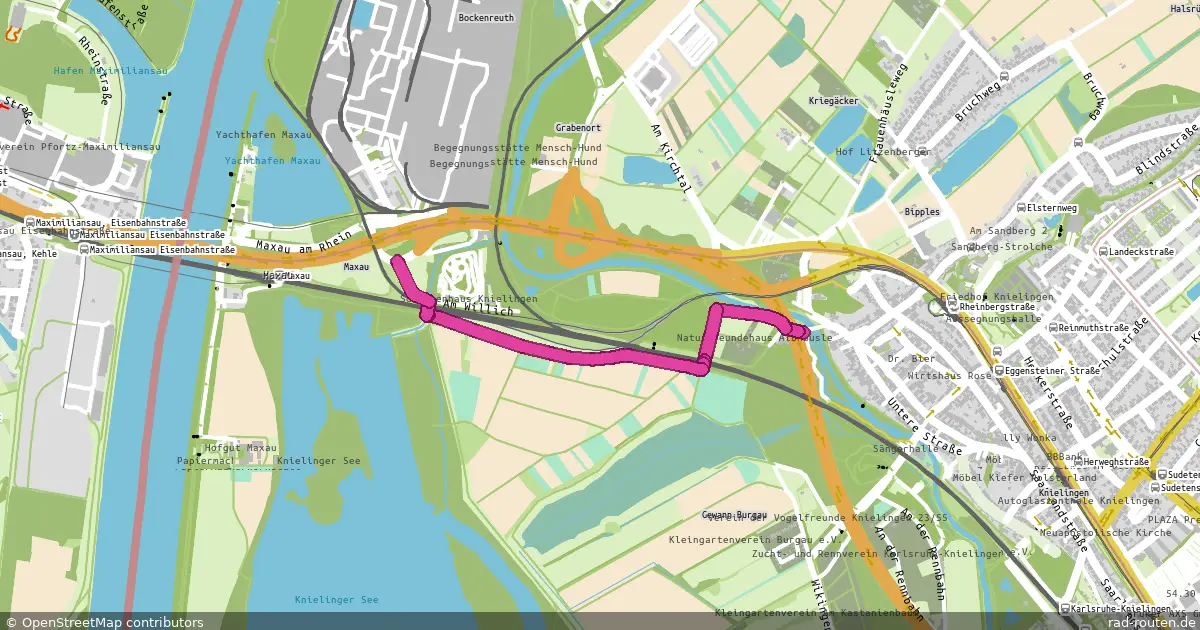 DE:BW:KA – von Albhäusle nach Maxau Unterführung B 10 Süd – Fernradroute auf Rad-Routen.de