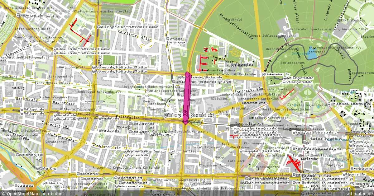 DE:BW:KAR (Rundweg) in Karlsruhe – Fernradroute, ca. 1 km auf Rad-Routen.de