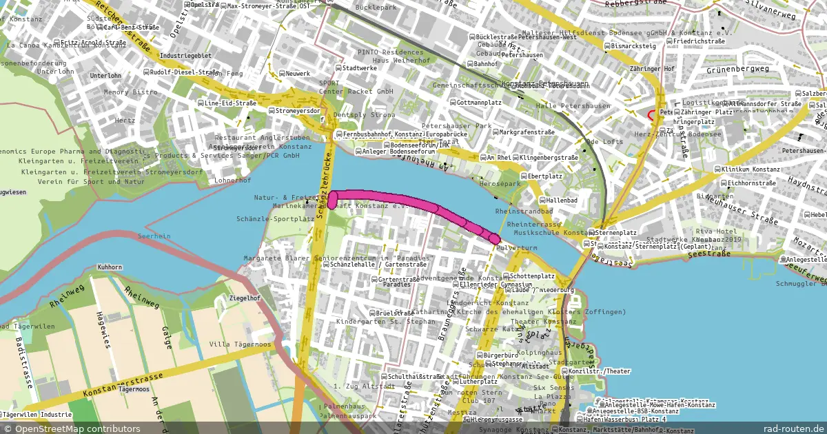 DE:BW:KN – von Fahrradbrücke Süd nach Schänzlebrücke Süd – Fernradroute auf Rad-Routen.de