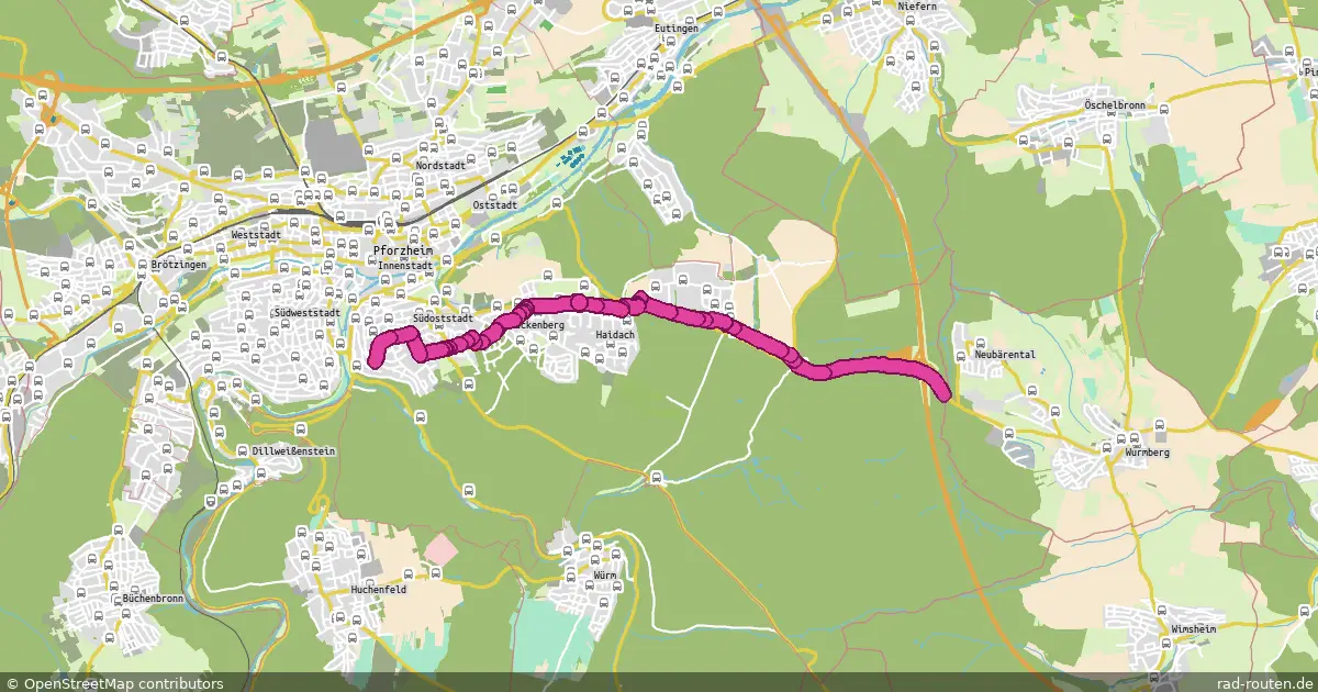 DE:BW:PFO – von Pforzheim nach Pforzheim – Fernradroute, ca. 8 km auf Rad-Routen.de