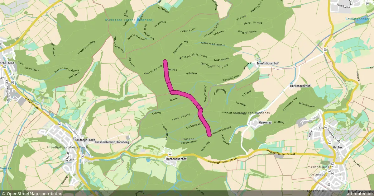 DE:BW:RNK – von Angellocher Weg / Ziegelhöfer Weg nach Roter Weg / Elswiesenweg – Fernradroute auf Rad-Routen.de