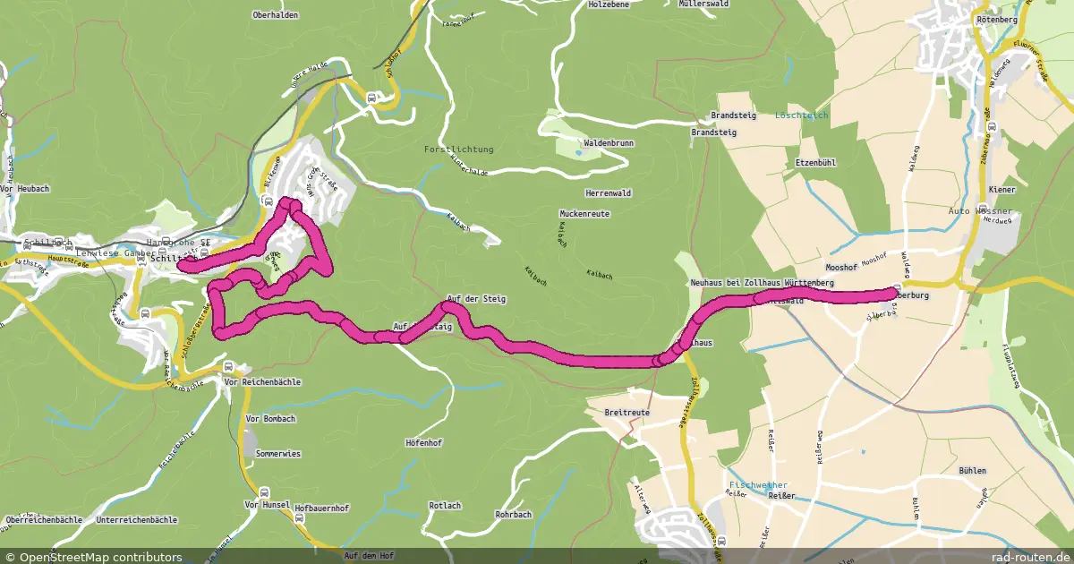DE:BW:RW – von Schiltach nach Aichhalden – Fernradroute, ca. 8 km auf Rad-Routen.de