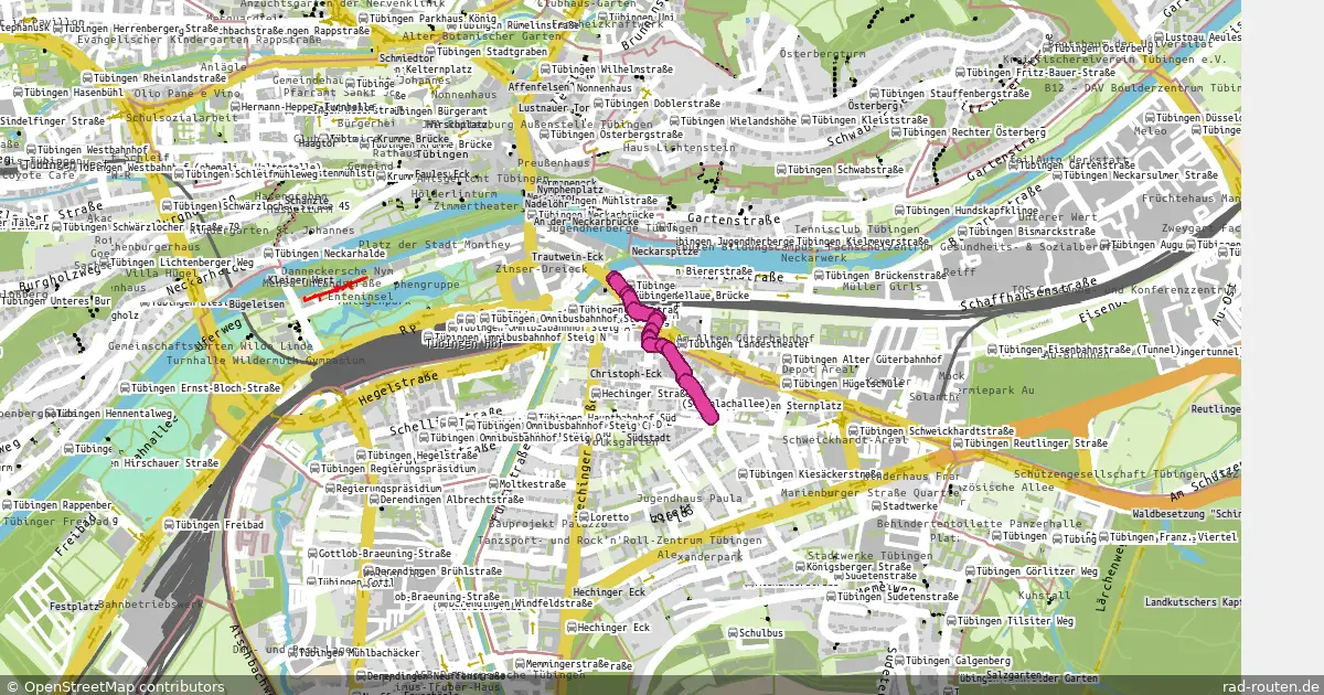 DE:BW:TÜ (Rundweg) in Tübingen – Fernradroute, ca. 1 km auf Rad-Routen.de