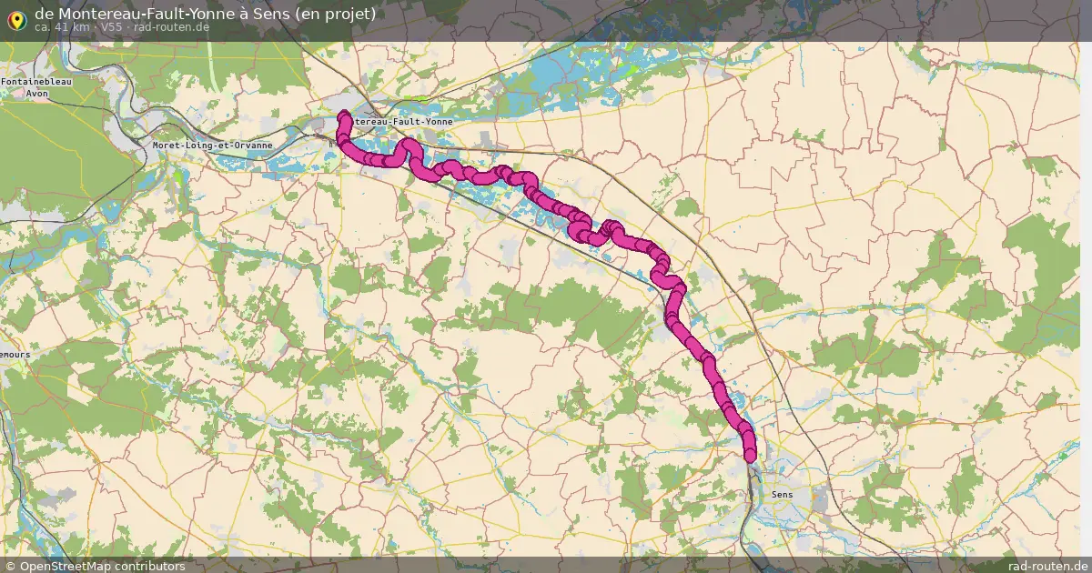 de Montereau-Fault-Yonne à Sens (en projet) (V55) – Fernradroute auf Rad-Routen.de