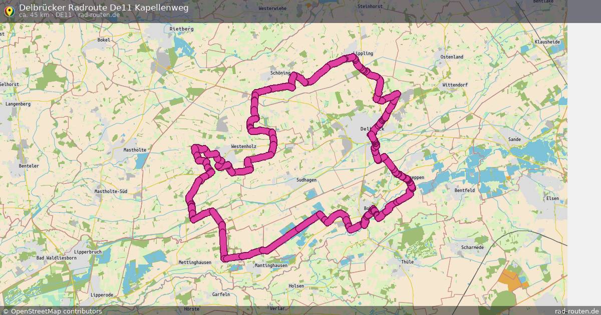 Delbrücker Radroute De11 Kapellenweg (De11) – Fernradroute auf Rad-Routen.de