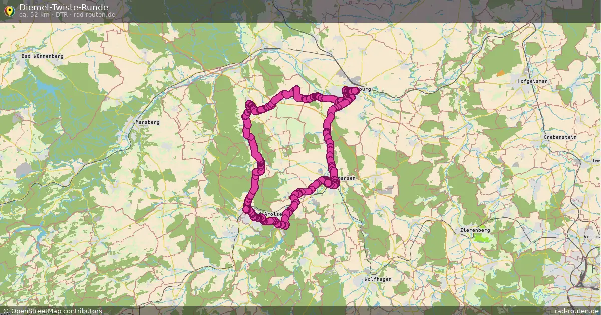 Diemel-Twiste-Runde (DTR) – Fernradroute auf Rad-Routen.de