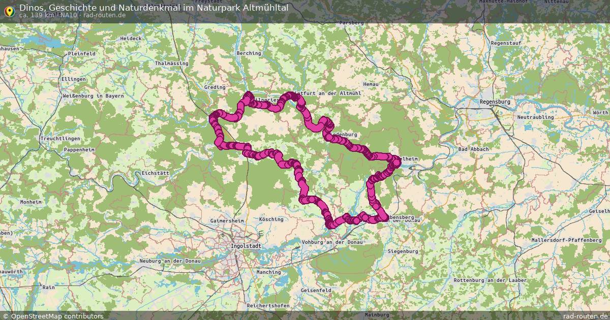 Dinos, Geschichte und Naturdenkmal im Naturpark Altmühltal (NA10) – Fernradroute auf Rad-Routen.de