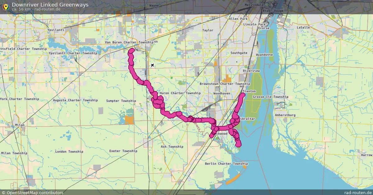 Downriver Linked Greenways – Fernradroute auf Rad-Routen.de