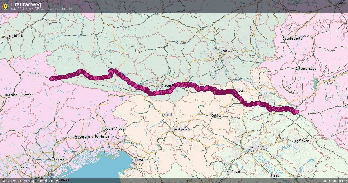 Drauradweg (Drau) – Fernradroute auf Rad-Routen.de