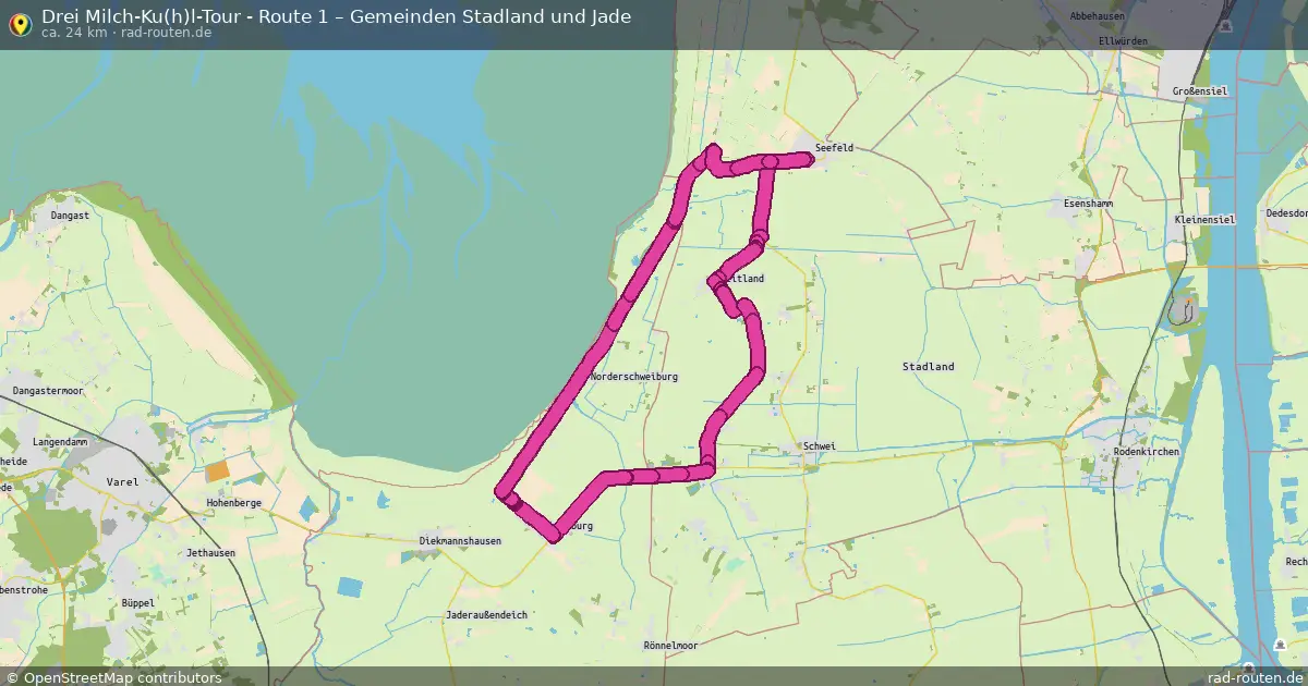 Drei Milch-Ku(h)l-Tour - Route 1 – Gemeinden Stadland und Jade – Fernradroute auf Rad-Routen.de