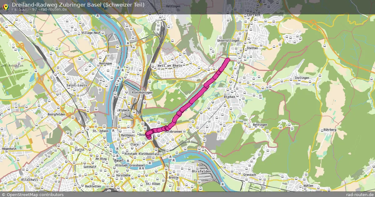 Dreiland-Radweg Zubringer Basel (Schweizer Teil) (97) – Fernradroute auf Rad-Routen.de