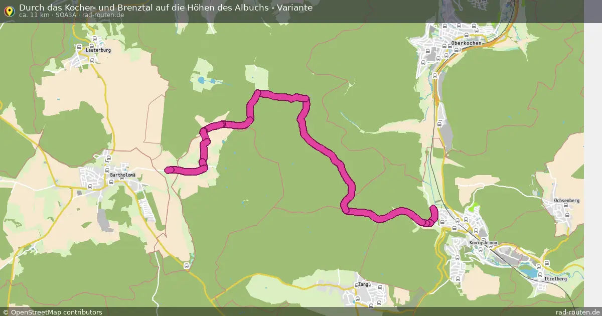 Durch das Kocher- und Brenztal auf die Höhen des Albuchs - Variante (SOA3A) – Fernradroute auf Rad-Routen.de