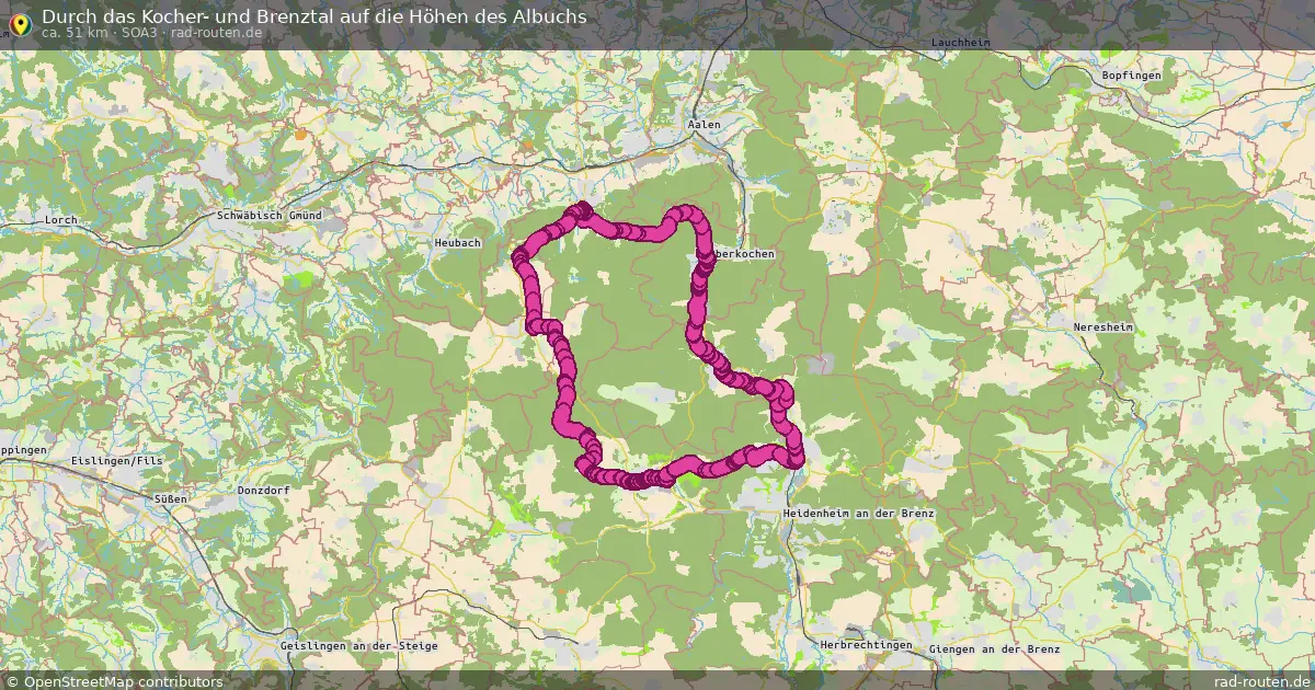Durch das Kocher- und Brenztal auf die Höhen des Albuchs (SOA3) – Fernradroute auf Rad-Routen.de