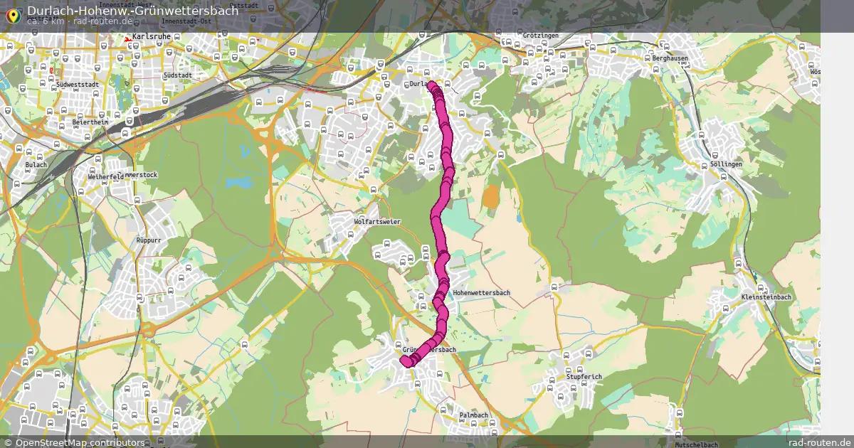 Durlach-Hohenw.-Grünwettersbach – Fernradroute auf Rad-Routen.de