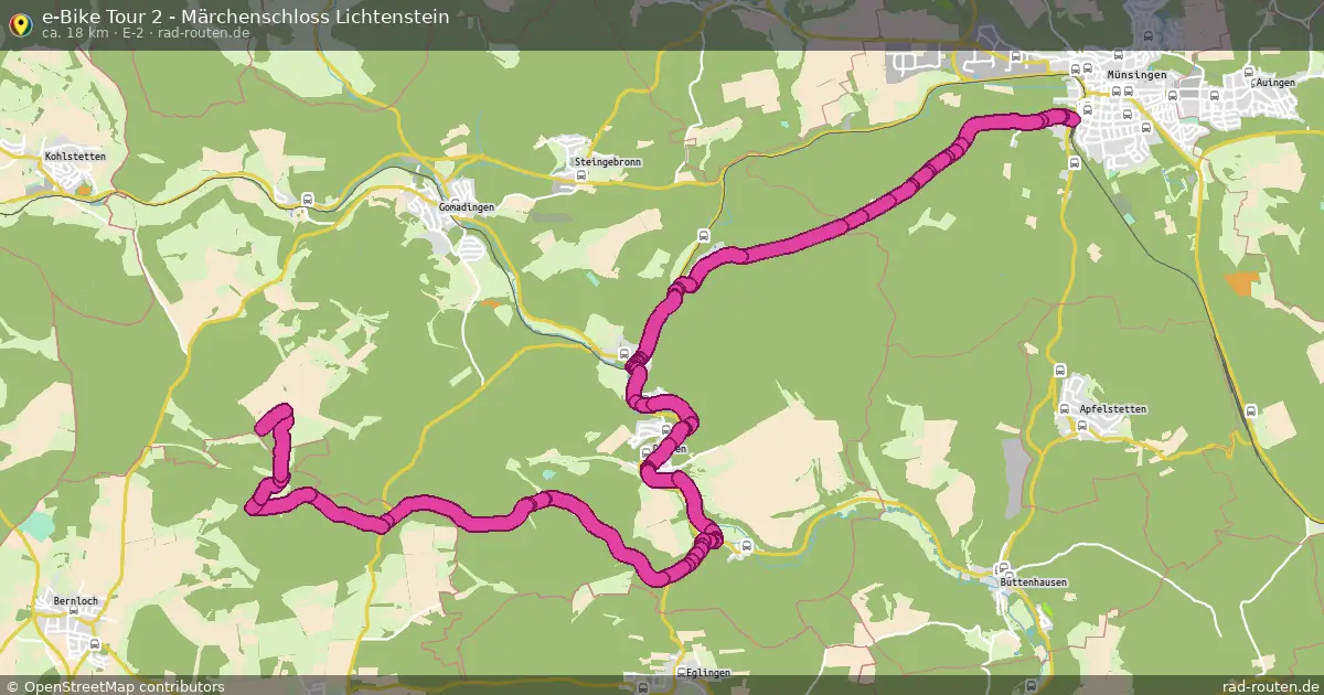 e-Bike Tour 2 - Märchenschloss Lichtenstein (e-2) – Fernradroute auf Rad-Routen.de